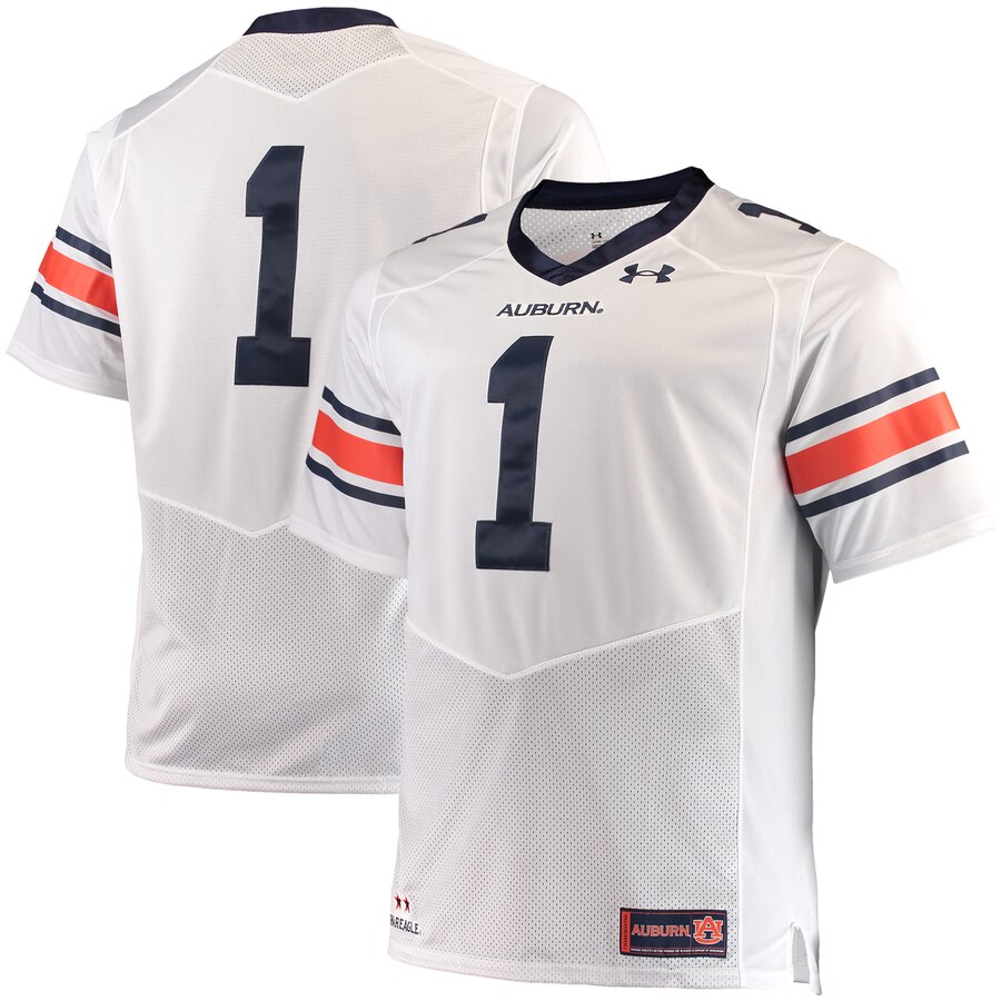 1 Auburn Tigers Under Armour Premier Football Jersey   White 2019
