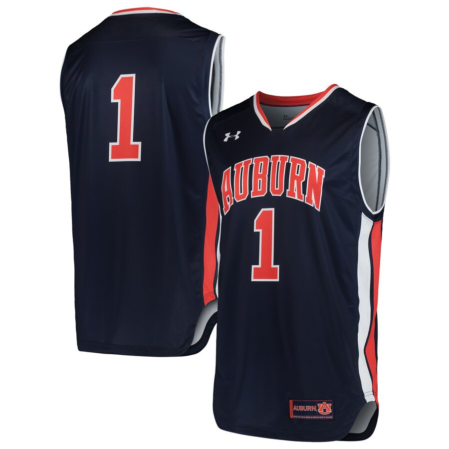 1 Auburn Tigers Under Armour Replica Basketball Jersey   Navy