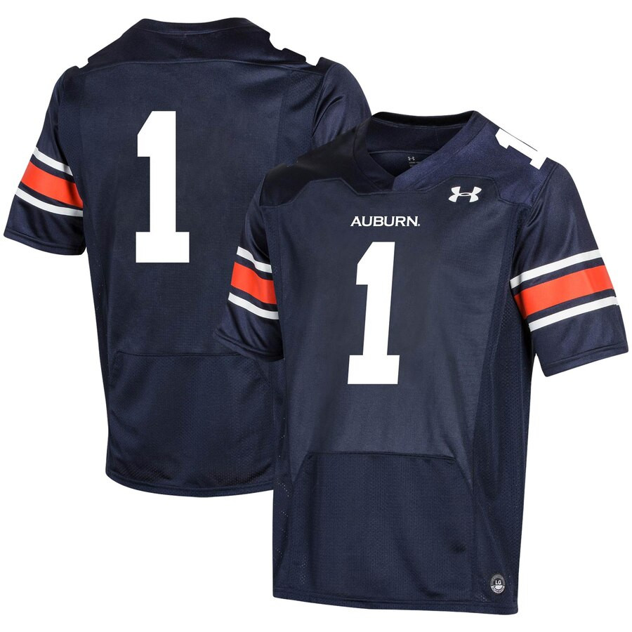 1 Auburn Tigers Under Armour Youth 2019 Replica Football Jersey   Navy 2019