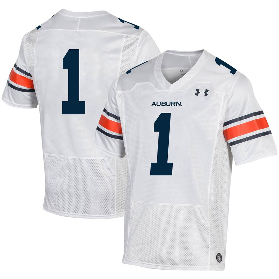 1 Auburn Tigers Under Armour Youth 2019 Replica Football Jersey   White 2019