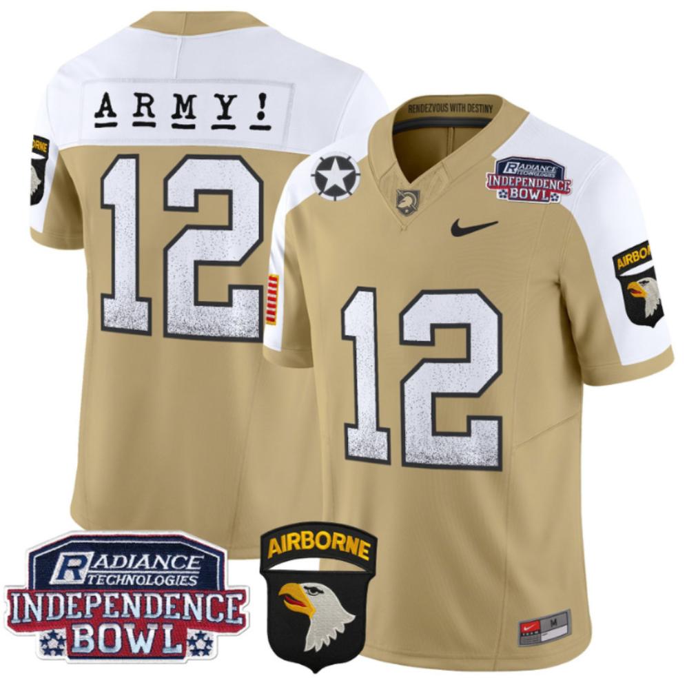 12th Man Jersey #12 Army Black Knights Independence Bowl Patch Tan Alternate