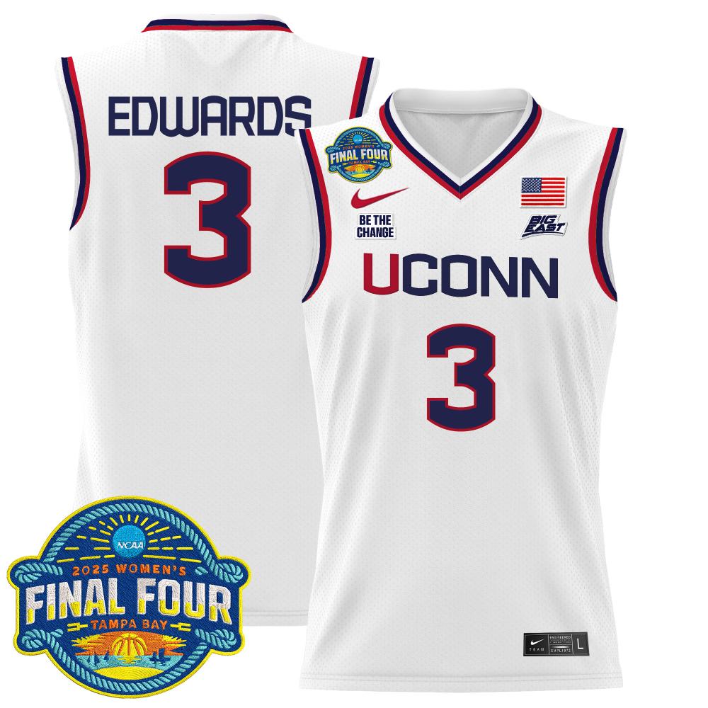 Aaliyah Edwards Jersey #3 UConn Huskies 2025 Big Eat Final Four Patch White
