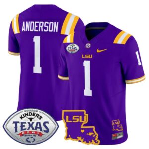 Aaron Anderson Jersey #1 LSU Tigers 2024 Texas Bowl Football Stitched Purple