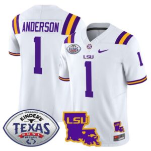 Aaron Anderson Jersey #1 LSU Tigers 2024 Texas Bowl Football Stitched White
